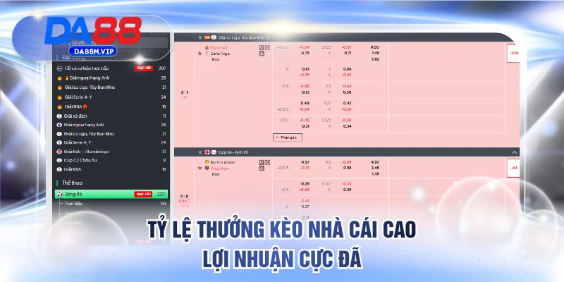Tỷ lệ thưởng kèo nhà cái cao lợi nhuận cực đã